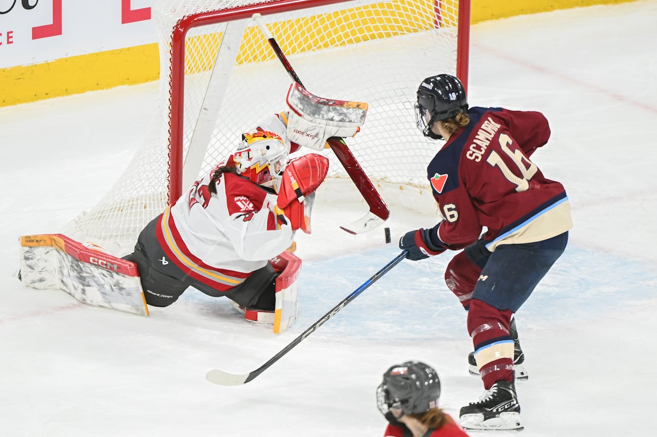 An Ottawa Charge goalie fails to stop a shot.