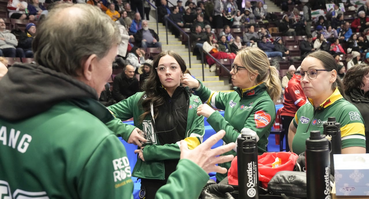 Northern Ontario curling players take a break.