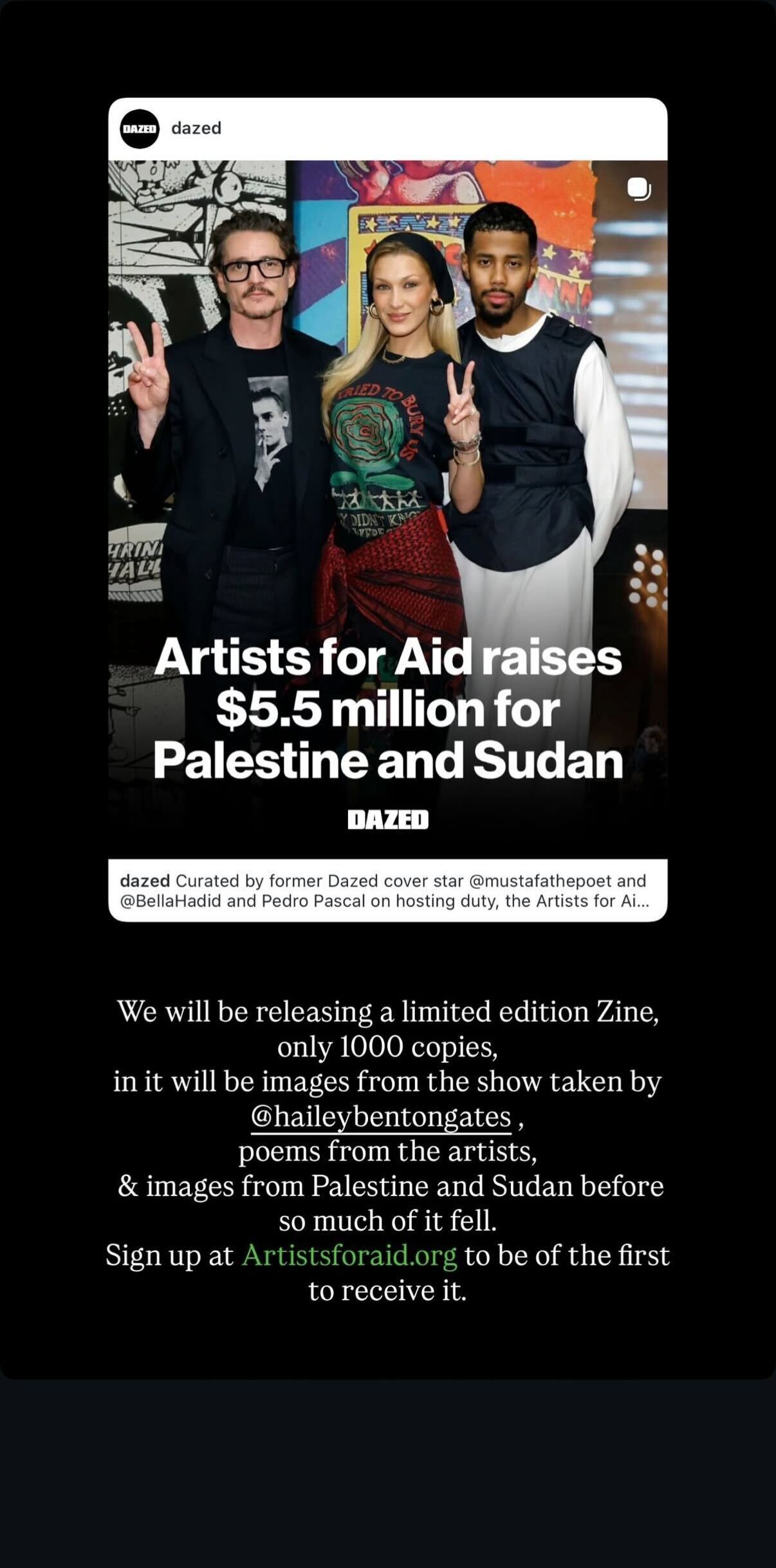 Mustafa's story with text about a zine.